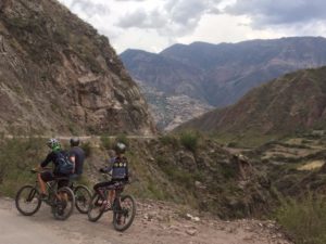 Peru Mountain Biking, Three bikers on Inca Legends Biking Tour