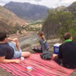 mountain biking tour cusco, eating lunch on scenic bike tour